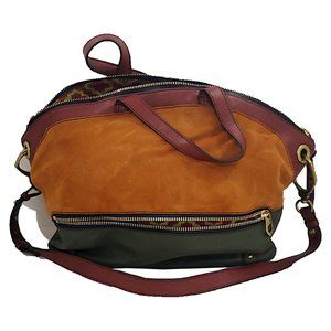.110 SHOW OR Yany Brown Green Suede Handbag
